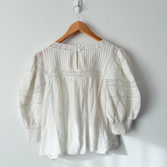 Aritzia Sunday Best Jadie Blouse Puff Sleeve White Ecru Size Medium - Picture 5 of 8